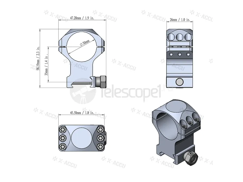 Кольца Vector Optics на weaver 30 мм, средние (XASR-3002)