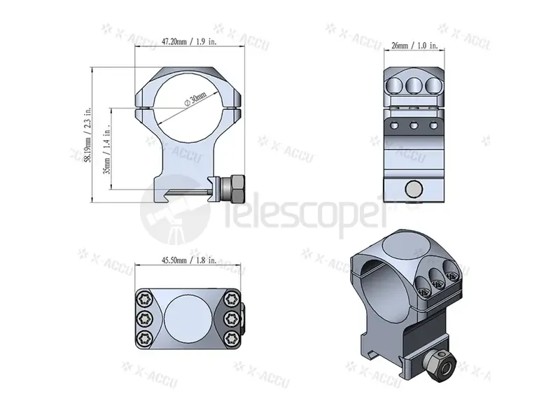 Кольца Vector Optics на weaver 30 мм, высокие (XASR-3003)