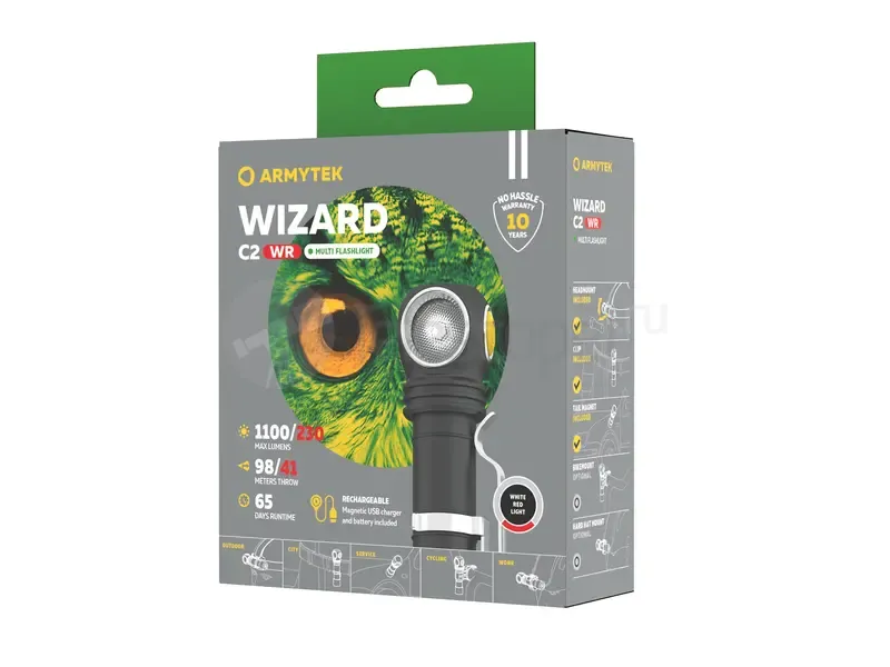 Фонарь Armytek Wizard C2 WR Magnet USB (белый и красный)