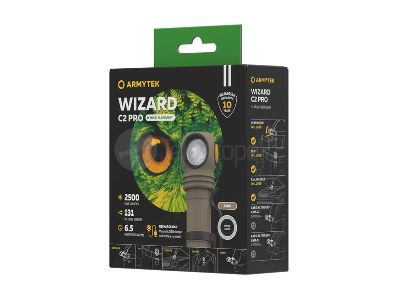 Armytek Wizard C2 Pro Sand Magnet USB (белый) Armytek Wizard C2 Pro Sand Magnet USB (белый)