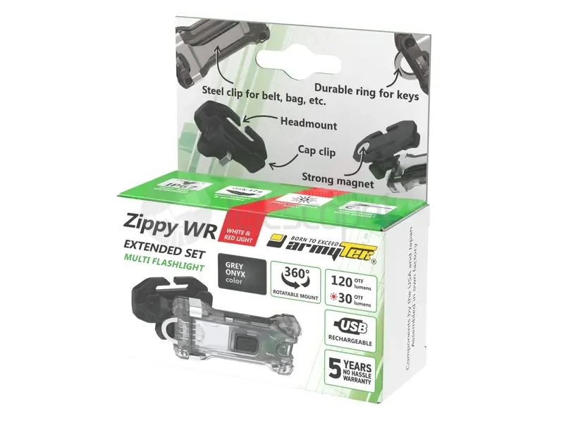 Фонарь Armytek Zippy Extended Set WR Grey (белый и красный)