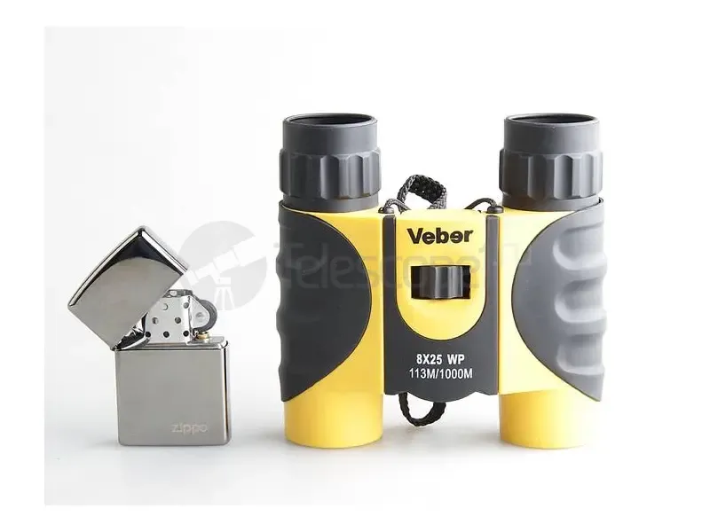 Бинокль Veber 10x25 WP, черно-желтый