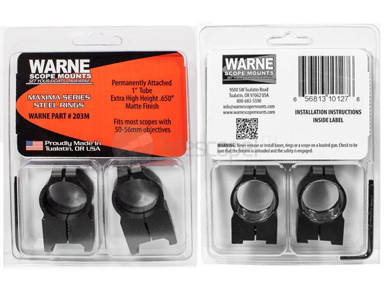 Кольца Warne на weaver, 25.4 мм, Extra High (203M) Кольца Warne на weaver, 25.4 мм, Extra High (203M)