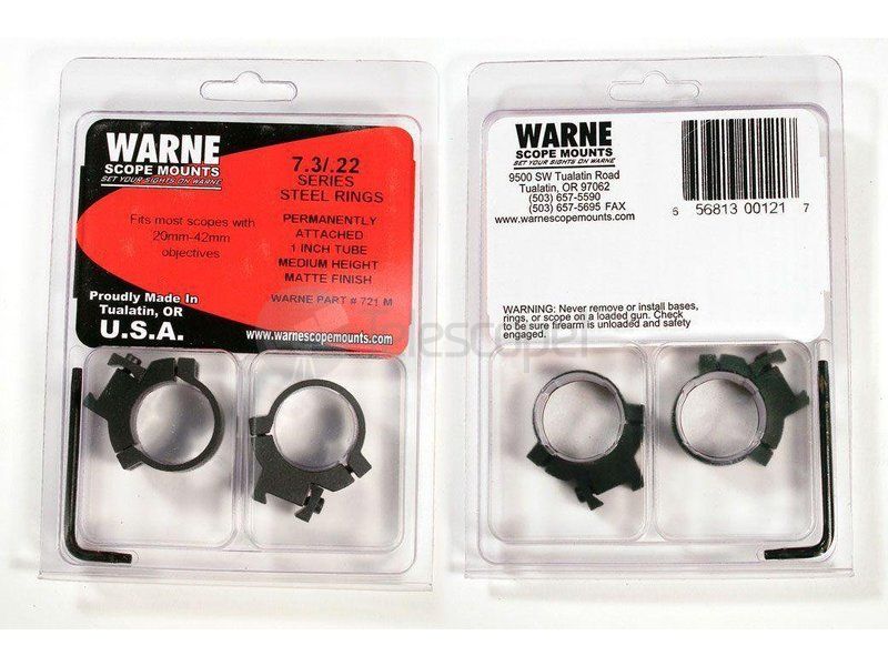 Кольца Warne 7.3/22 на ласточкин хвост, 25.4 мм, Medium (721M) Кольца Warne 7.3/22 на ласточкин хвост, 25.4 мм, Medium (721M)