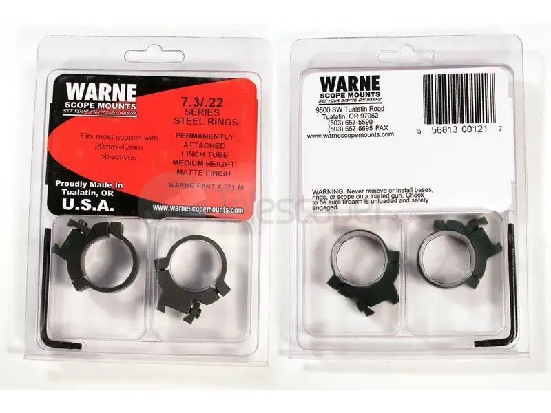 Кольца Warne 7.3/22 на ласточкин хвост, 25.4 мм, Medium (721M)