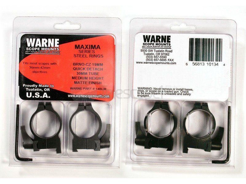 Кольца быстросъемные Warne для CZ550, 30 мм, QD Medium (14BLM) Кольца быстросъемные Warne для CZ550, 30 мм, QD Medium (14BLM)