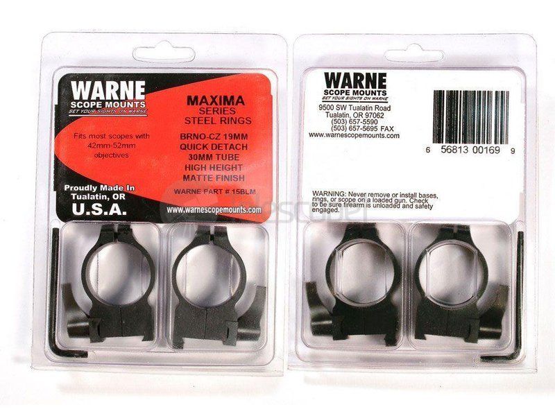 Кольца быстросъемные Warne для CZ550, 30 мм, QD High (15BLM) Кольца быстросъемные Warne для CZ550, 30 мм, QD High (15BLM)