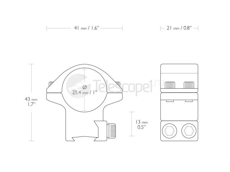 Кольца Hawke на ласточкин хвост 25.4 мм, средние (22101)