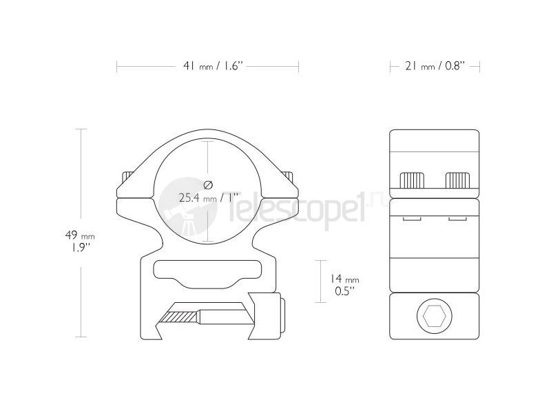 Кольца Hawke на weaver 25.4 мм, высокие (22114)