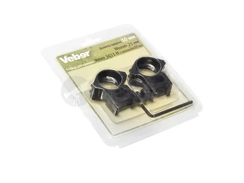 Кольца Veber 3021 H с окошком на weaver, 30 мм, высокие (23390)