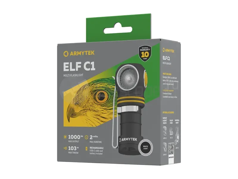 Фонарь Armytek Elf C1 USB-C (белый)
