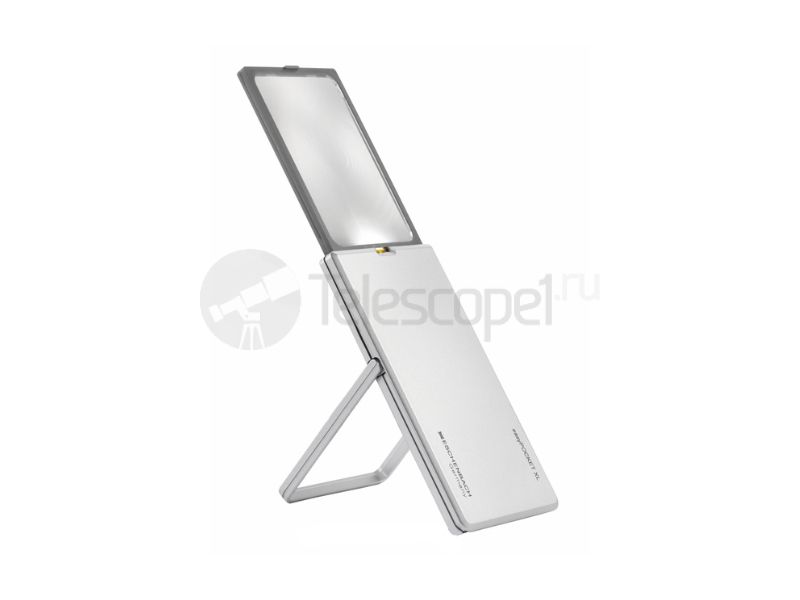 Лупа выдвижная асферическая Eschenbach EasyPocket XL 2.5x, 78x50 мм, с подсветкой, серебристая