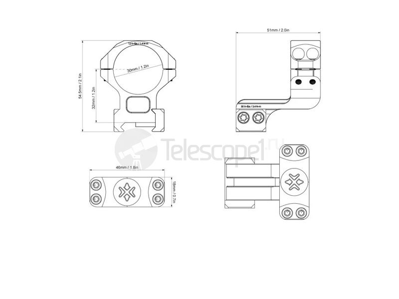 Кольца Vector Optics 30 мм (1.25'') на weaver (XASR-3016) Кольца Vector Optics 30 мм (1.25'') на weaver (XASR-3016)