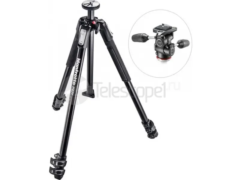 Штатив Manfrotto MK190X3-3W1 с 3D головой MH804-3W, алюминий, чёрный