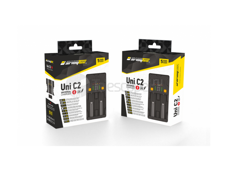 Зарядное устройство Armytek Uni C2 универсальное на 2 аккумулятора Зарядное устройство Armytek Uni C2 универсальное на 2 аккумулятора