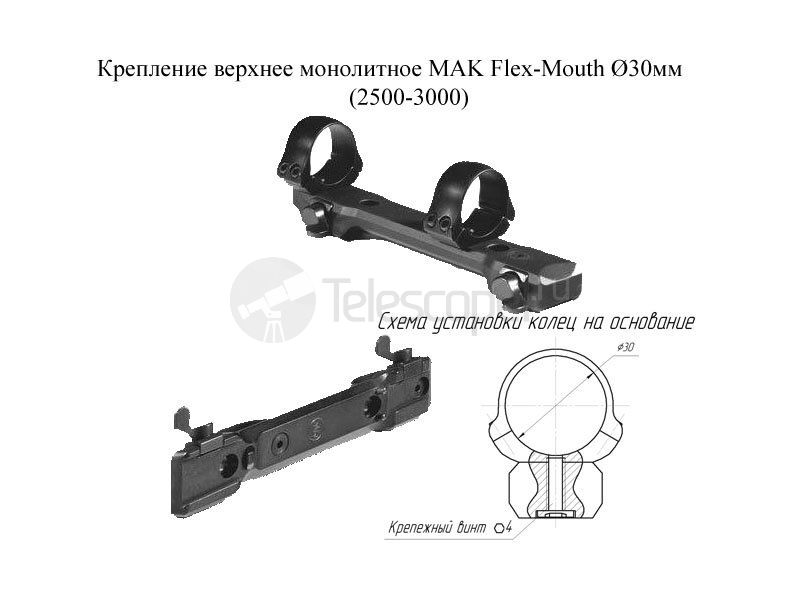 Крепление МАК верxнее монолитное для прицелов 30мм(2500-3000)