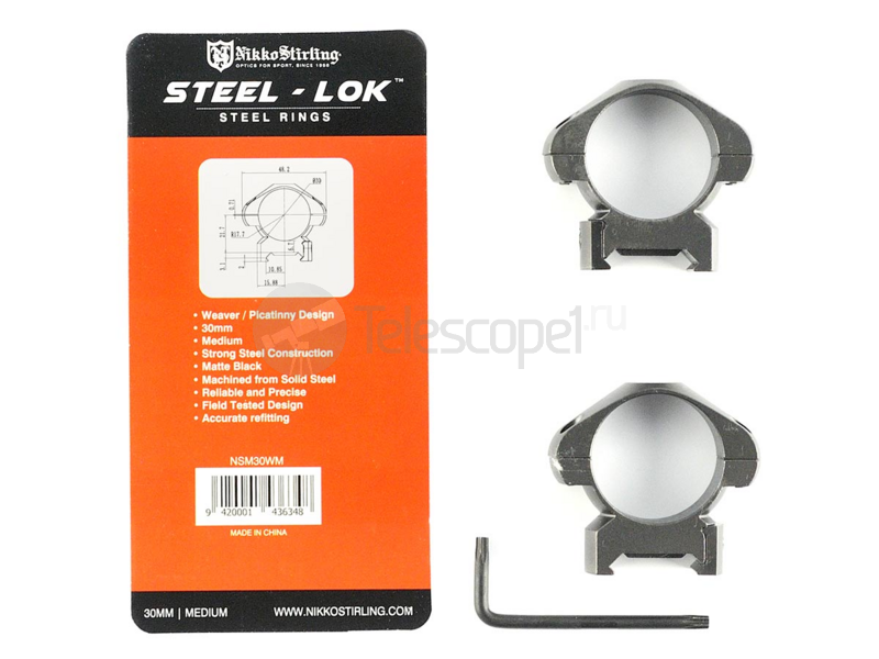 Кольца Nikko Stirling Diamond на weaver, 30 мм, средние (NSM30WM) Кольца Nikko Stirling Diamond на weaver, 30 мм, средние (NSM30WM)