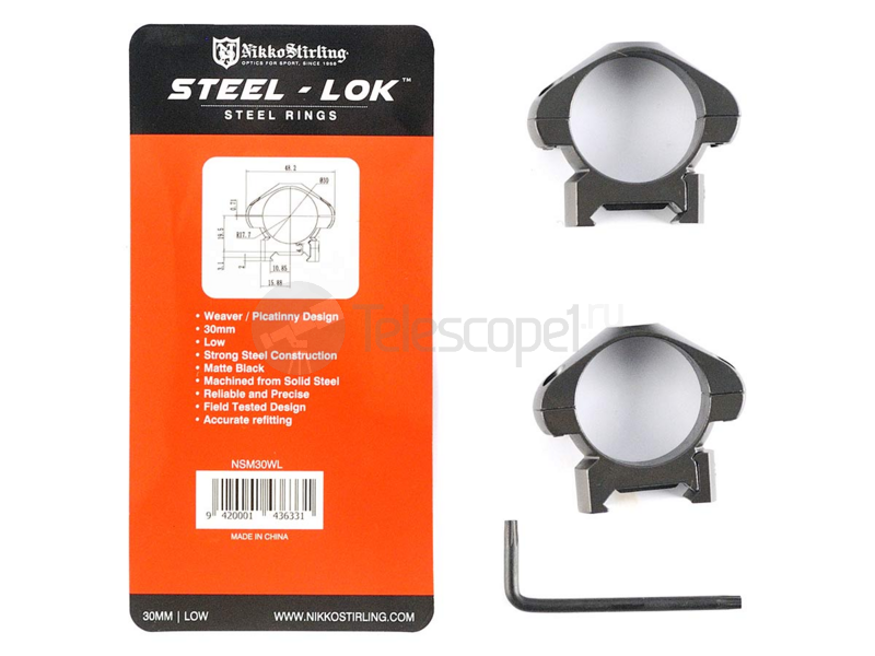 Кольца Nikko Stirling Diamond на weaver, 30 мм, низкие, 4 винта (NSM30WL)