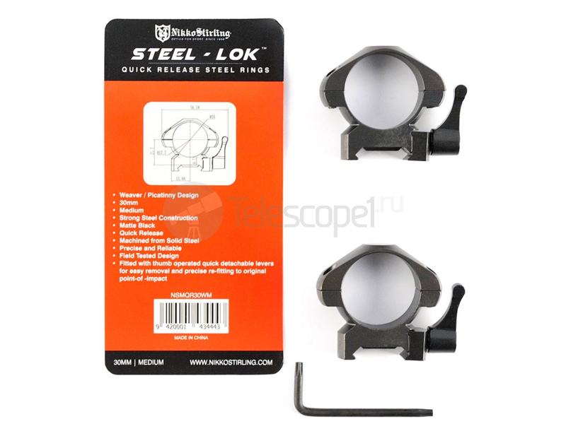 Кольца Nikko Stirling Diamond QR на weaver, 30 мм, средние (NSMQR30WM)