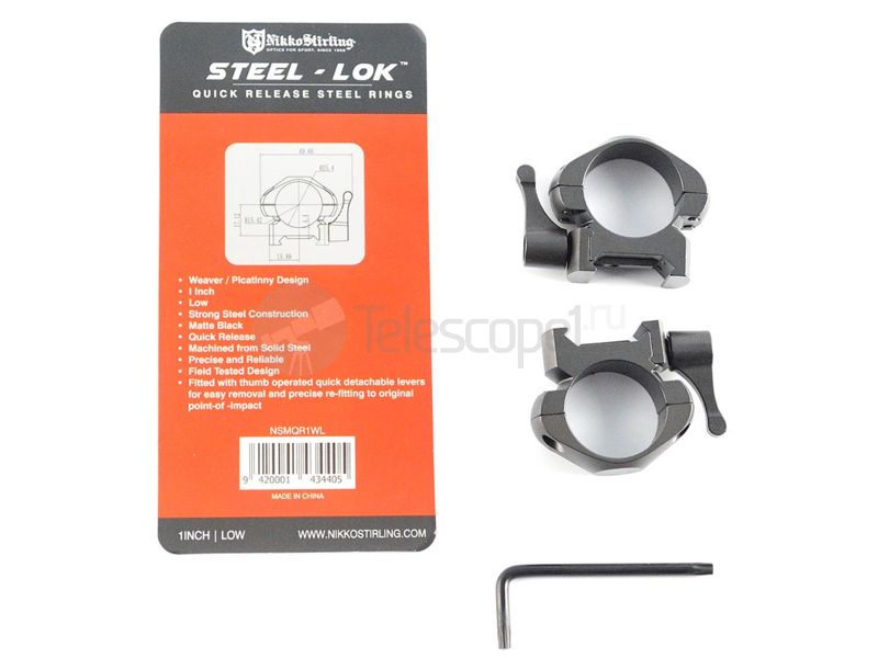 Кольца Nikko Stirling Diamond QR на weaver, 25.4 мм, низкие (NSMQR1WL)